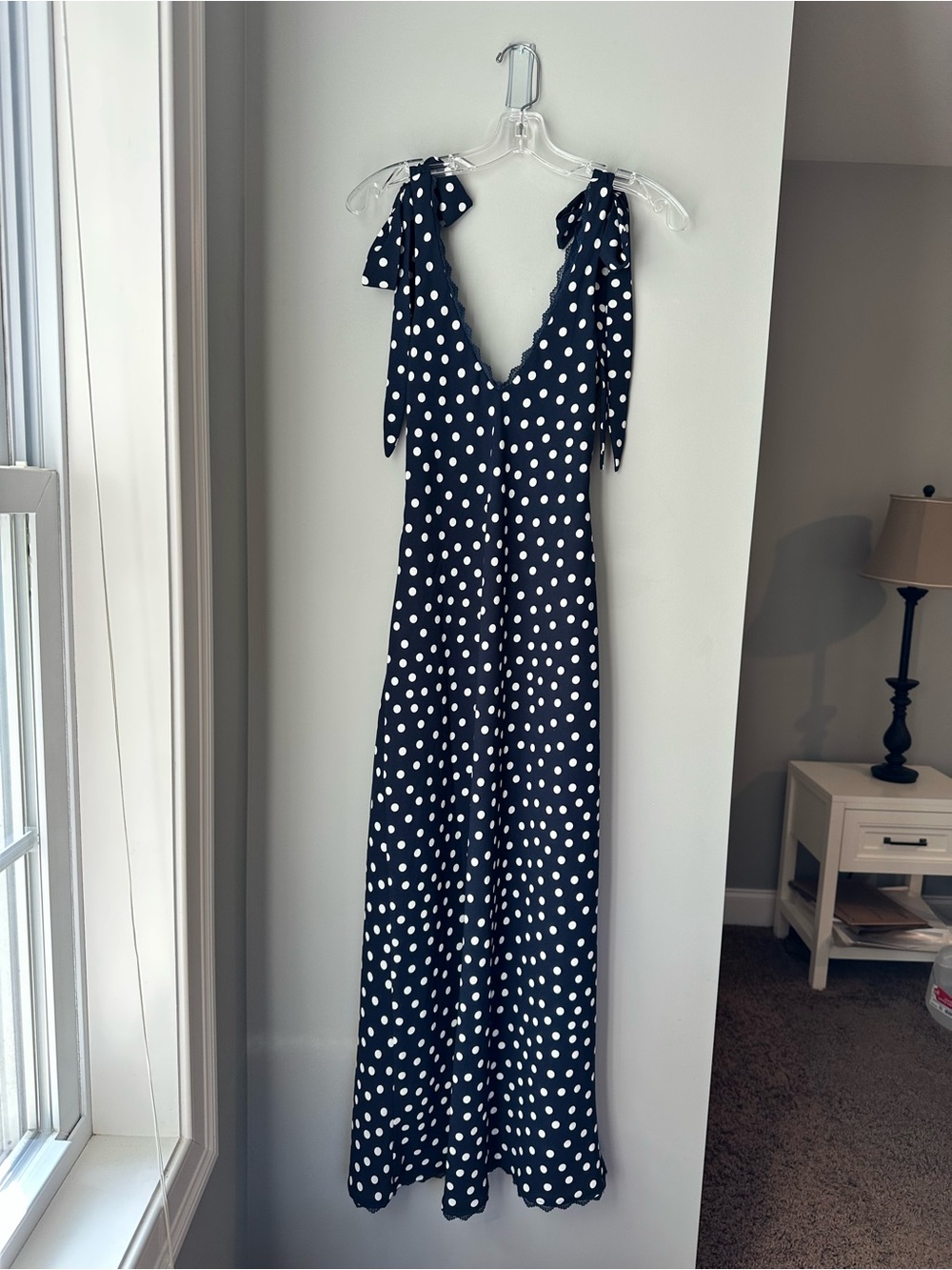 Show Me Your MuMu Emma Midi Dress Navy Polka Dot Size Small - Picture 9 of 14